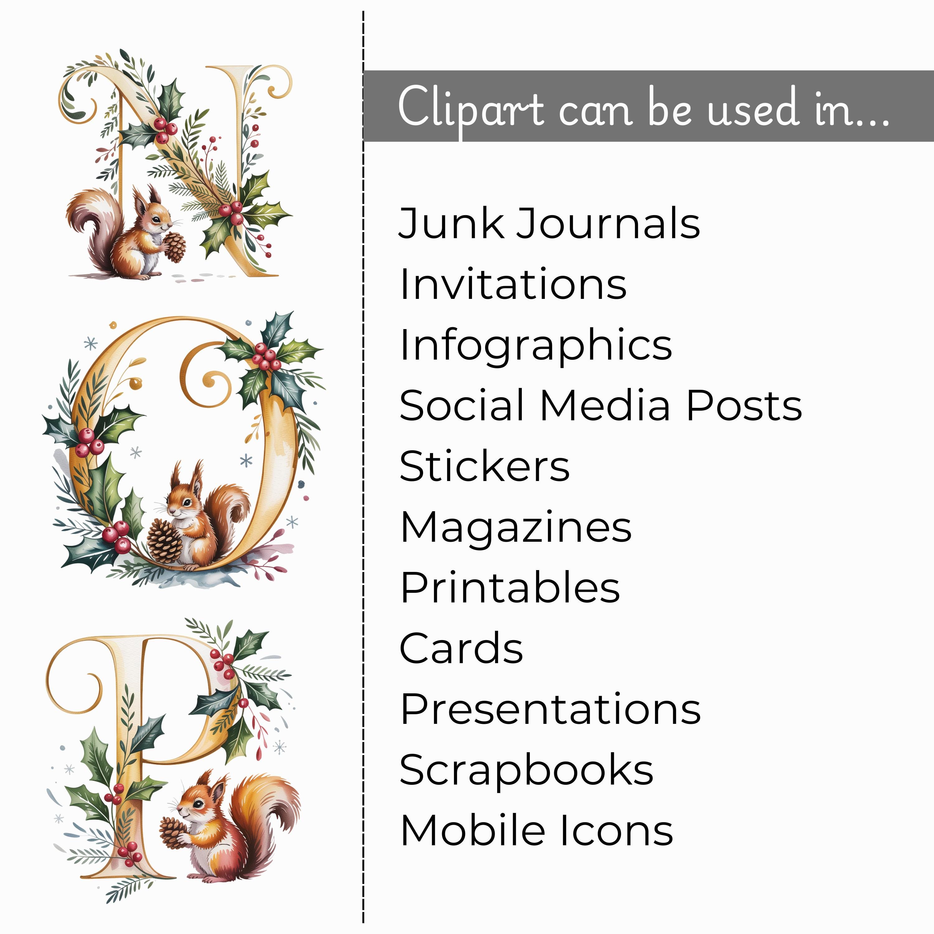 Squirrel Letters Squirrel Golden Winter Alphabet, Christmas Letters PNG SVG Bundle - Etsy