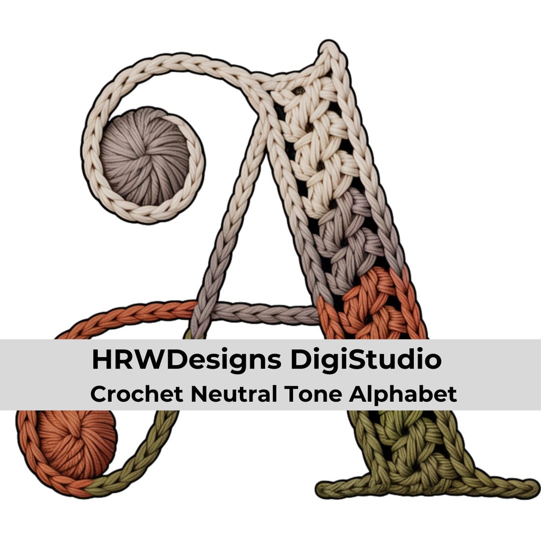 Crochet Neutral Alphabet PNG SVG, Yarn Letter Alphabet, Knitted ...