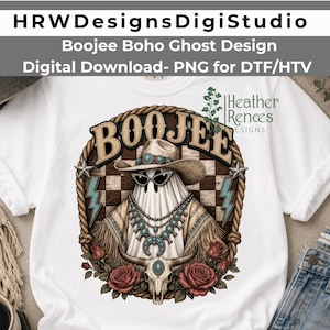Boojee Ghost Western - Squash Blossom PNG Turquoise Sublimation Design