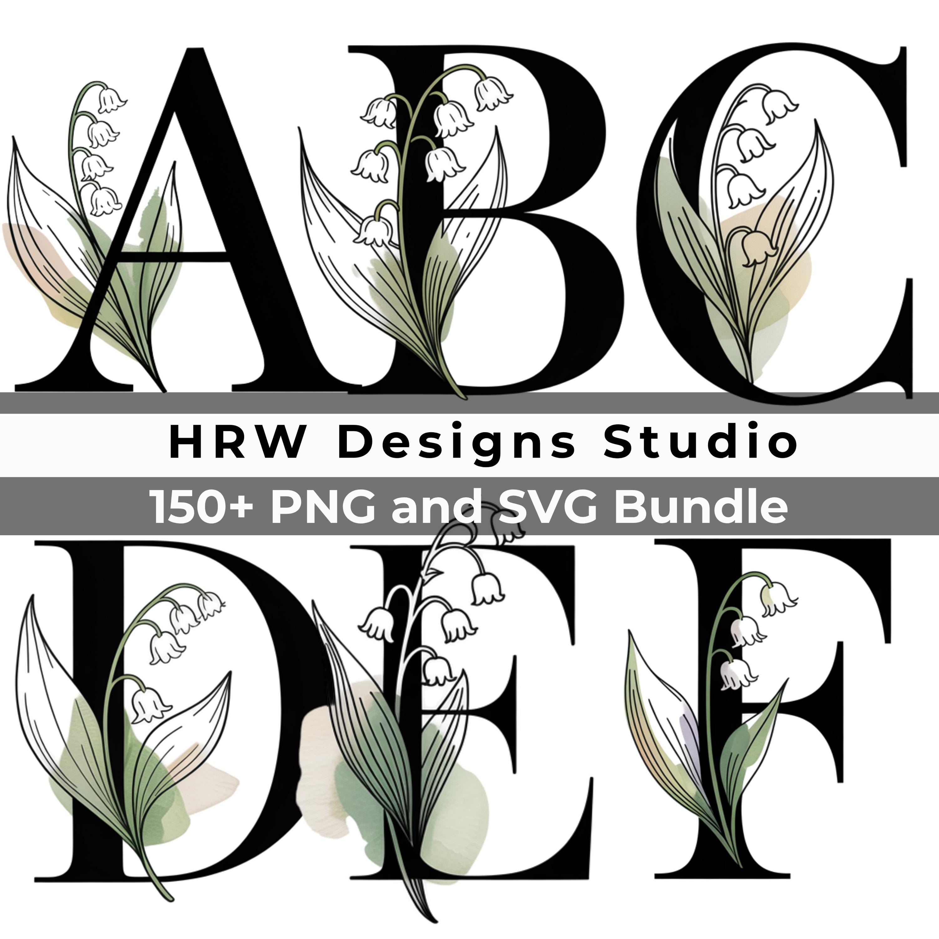 Letter R Lily Modern Floral Alphabet SVG PNG, Lily of the Valley Letters, Minimalist ...