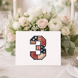 Vintage Americana Alfabet SVG PNG, Patriotiska Patchwork Bokstäver & Siffror, 4 juli Clipart, Kommersiellt Bruk bild 14