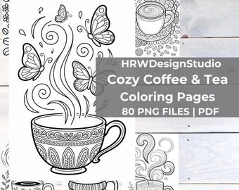 Fall Coloring Pages, Cozy Coffee Coloring Book, Autumn Coloring Pages Printable, Adult Coloring Pages PDF, Pumpkin Spice Coloring