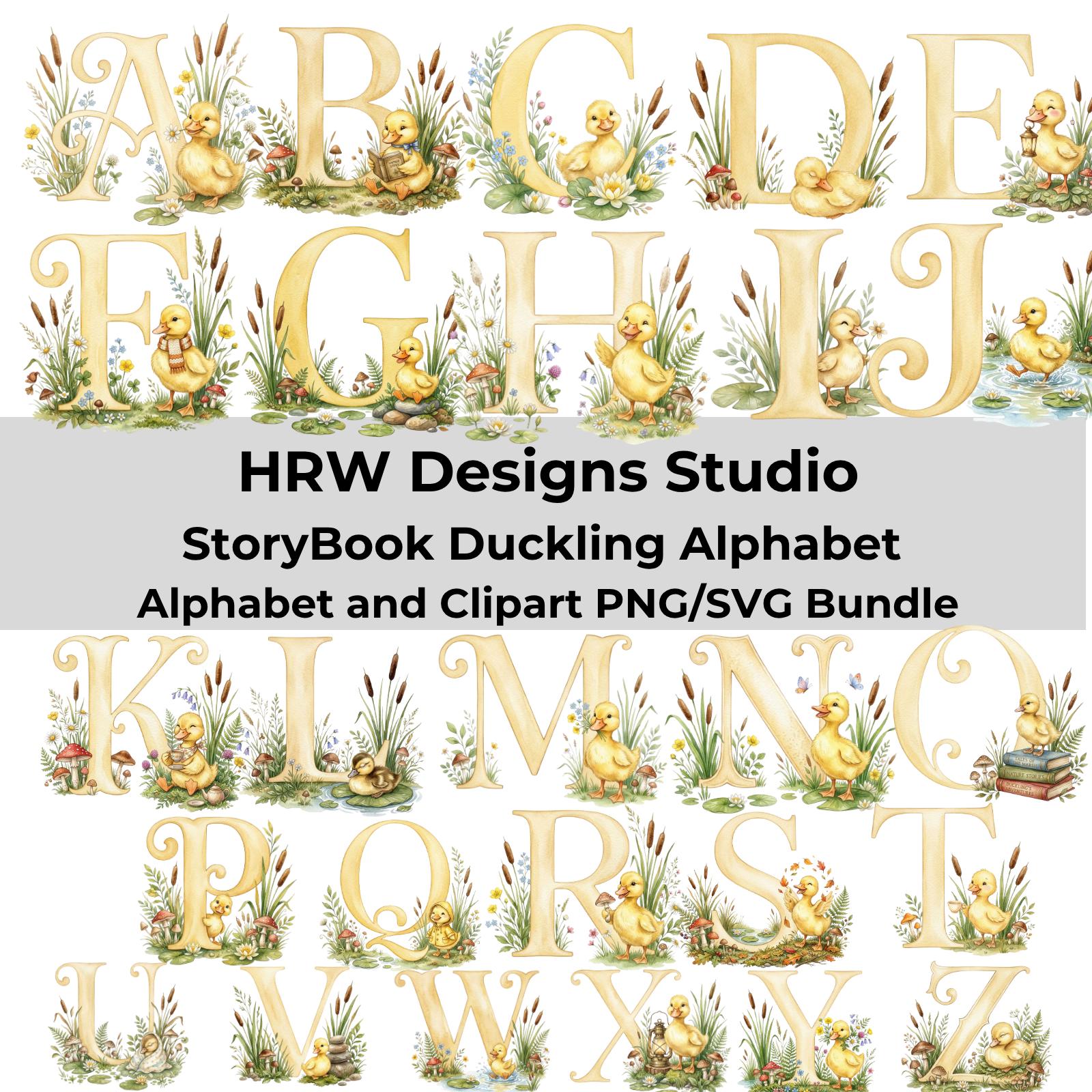 Storybook Duckling Alphabet Bundle PNG SVG, Woodland Duck Alphabet ...
