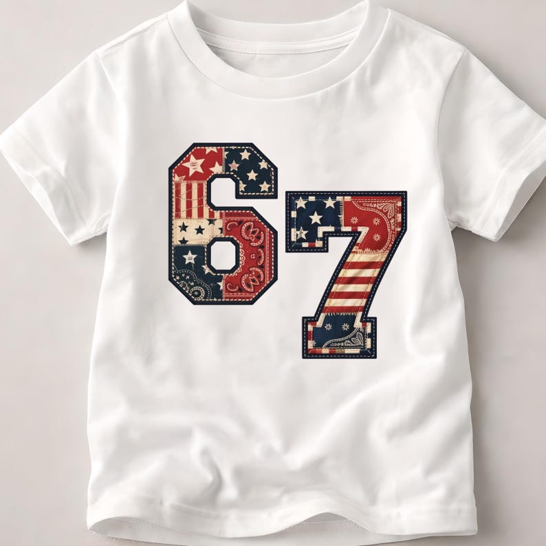 Vintage Americana Alfabet SVG PNG, Patriotiska Patchwork Bokstäver & Siffror, 4 juli Clipart, Kommersiellt Bruk bild 13