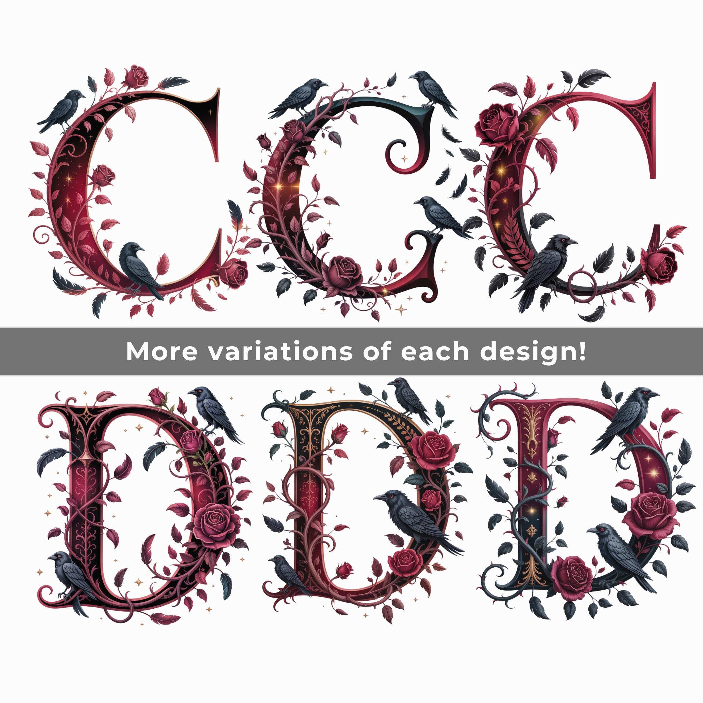 Anti Valentine Gothic Alphabet PNG SVG, Dark Romance Monogram Letters ...