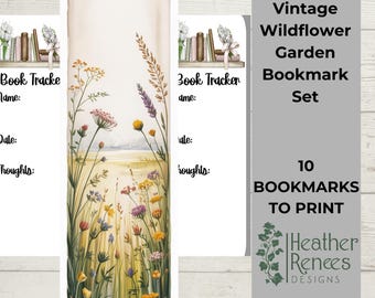 Book Club Bookmark Printable, Reading Tracker Bookmark, Wildflower Bookmark Set, Book Club Gift, Floral Bookmark, Reader Tracker Printable