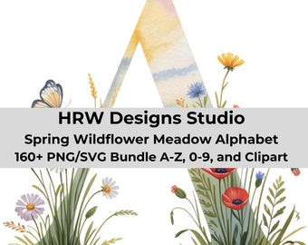 Nursery Name Alphabet SVG PNG, Floral Baby Name Letters, Wildflower Nursery Decor, Girl Nursery Wall Art, Baby Name Sign Cricut, Botanical A