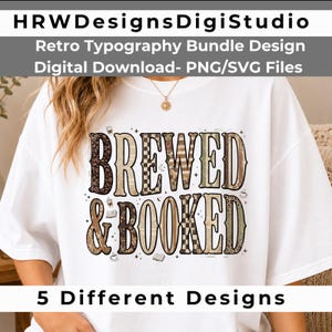 Bookish Coffee PNG Bundle, Reader Sublimation 5 Pack SVG, Buchliebhaber Retro Typografie Set