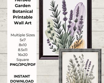 Kitchen Wall Art Printable, Herb Garden Prints, Botanical Kitchen Decor, Farmhouse Kitchen Wall Decor, Neutral Wall Art Set, Instant Downloa