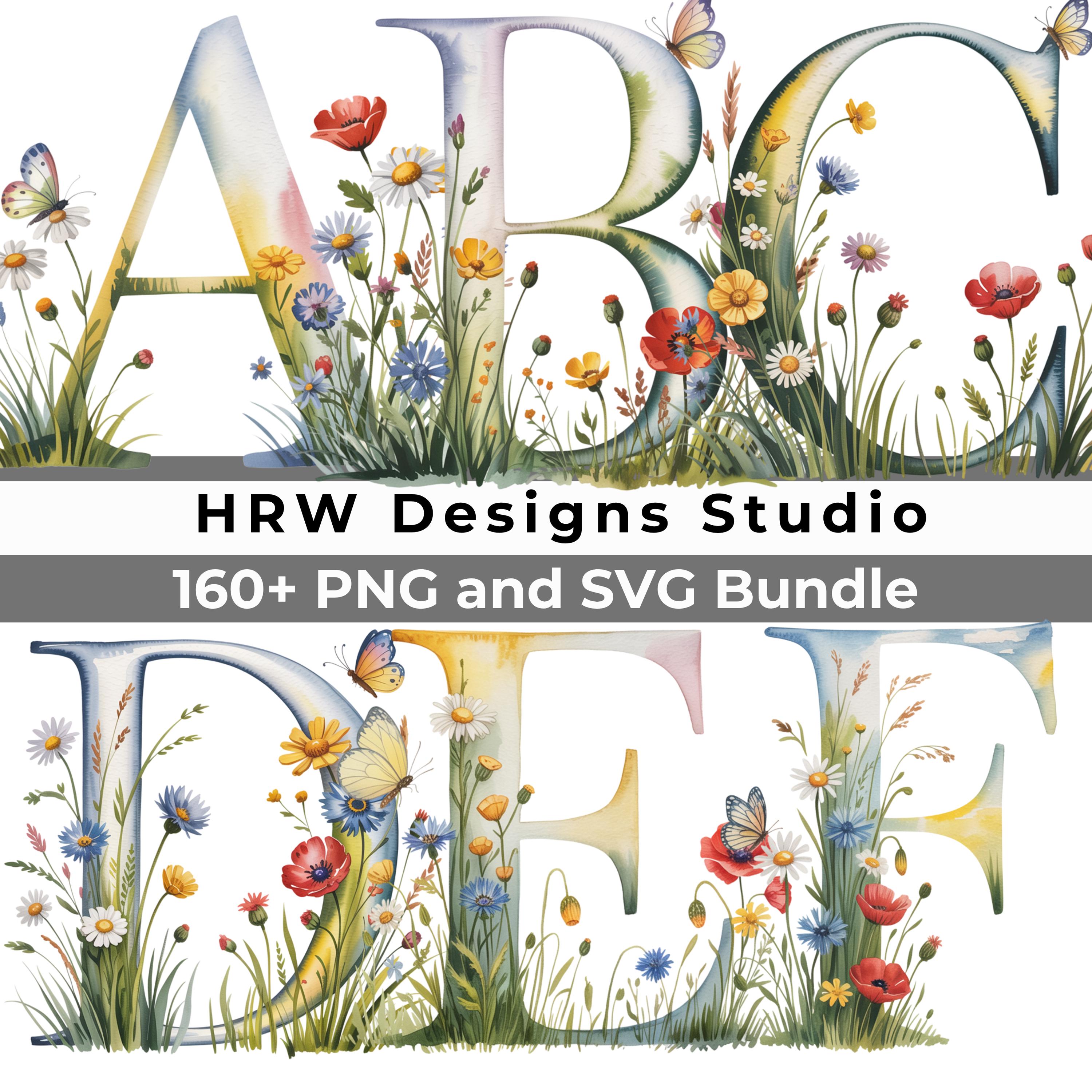 Spring Wildflower Alphabet SVG PNG, Floral Letters A-Z, Meadow Flowers ...