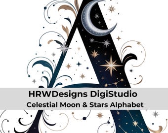 Book Dragon Alphabet Clipart, Fantasy Celestial Letters PNG SVG, Booktok Reader Alphabet for Journals and Wall Art
