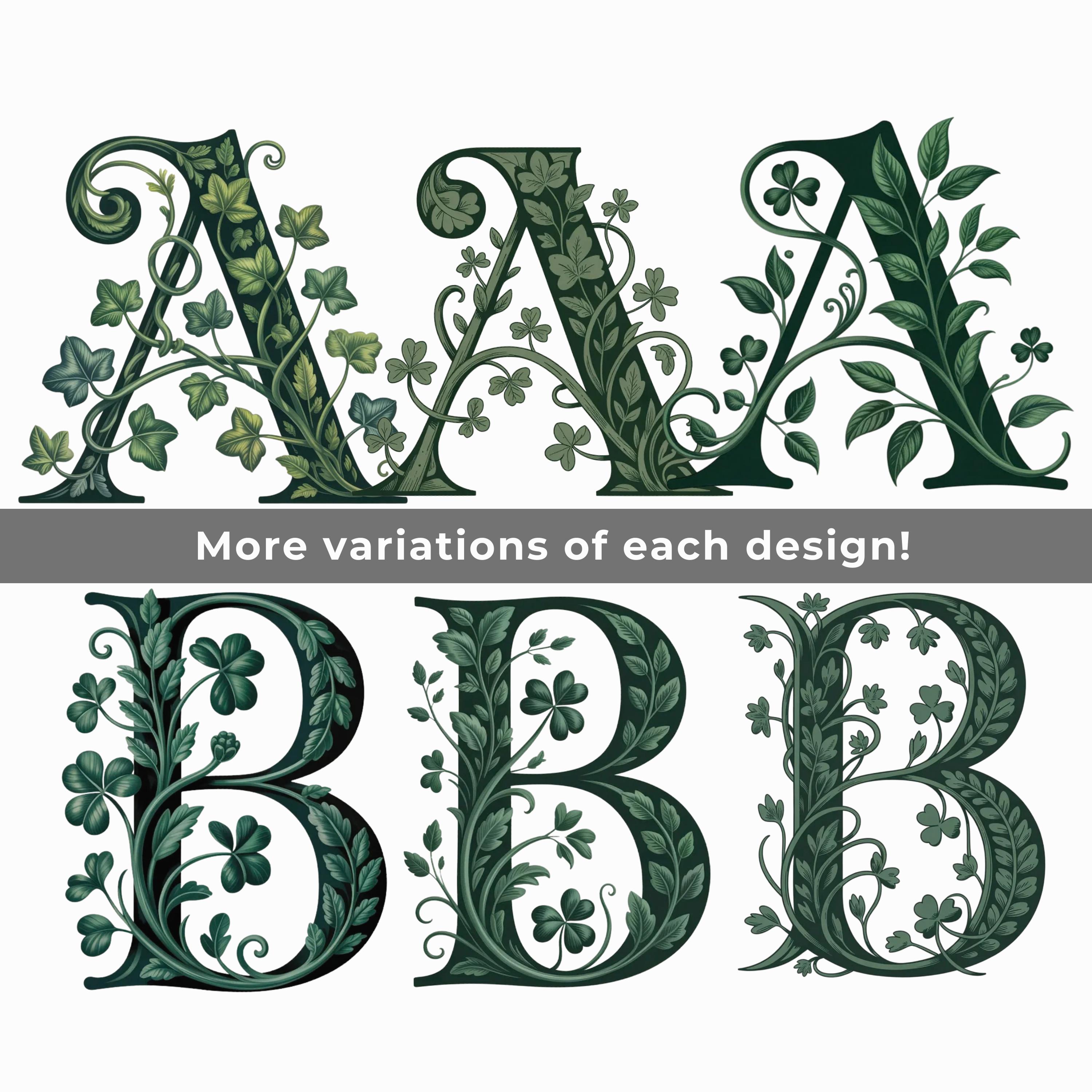 Irish Monogram R Celtic Wedding Alphabet PNG SVG Bundle, Shamrock Vine Monogram Letters ...