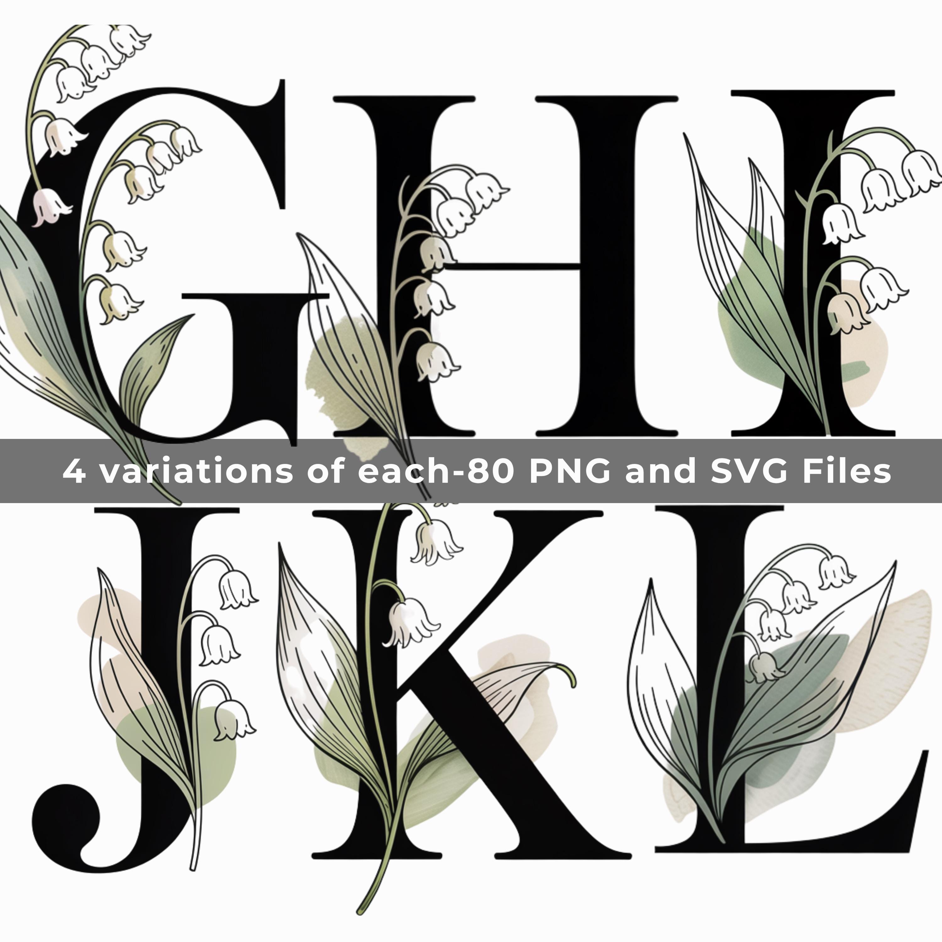 Letter R Lily Modern Floral Alphabet SVG PNG, Lily of the Valley Letters, Minimalist ...