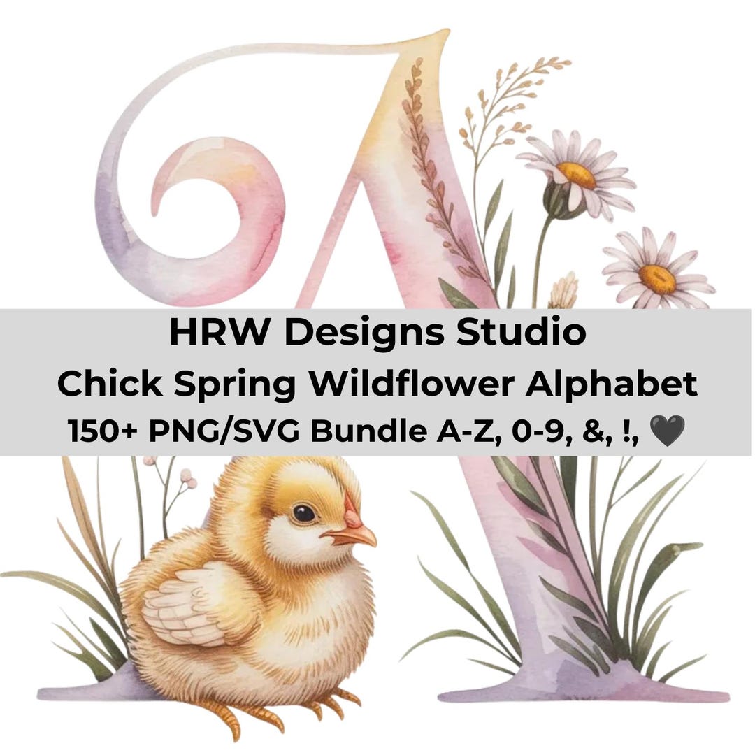 Easter Chick Alphabet PNG SVG Bundle, Pastel Spring ABC Letters, Baby ...