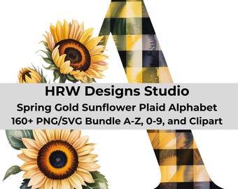 Sunflower Nursery Alphabet SVG PNG, Baby Name Letters, Yellow Floral Alphabet, Nursery Wall Art Letters, Cricut Baby Name SVG