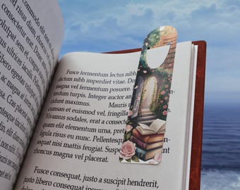 Enchanted Garden Library Bookmark | Floral Stacks & Arched Doorway