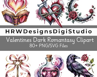 Dark Romantasy Clipart for Stickers Bookstagram Gothic Fantasy PNG SVG