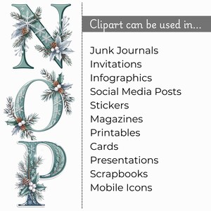 Mint Green Winter Alphabet Clipart, Snowflake Letters & Numbers, PNG ...