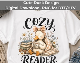 Cozy Reader PNG, Sleepy Goose Tea Time Blanket Sublimation Download