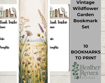 Wildflower Bookmark Printable, Spring Floral Bookmarks, Botanical Bookmark Set, Vintage Flower Bookmark, Book Lover Gift, Printable Bookmark