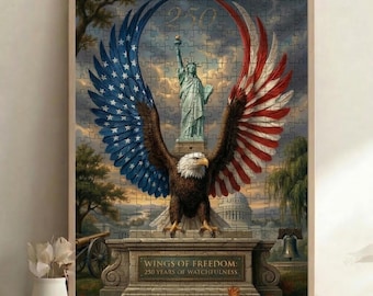 Rompecabezas de madera de la Estatua de la Libertad con águila americana (300/500/1000 piezas)
