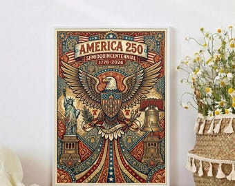 Puzzle per il 250° anniversario dell'America, con l'immagine dell'aquila patriottica e della Campana della Libertà.