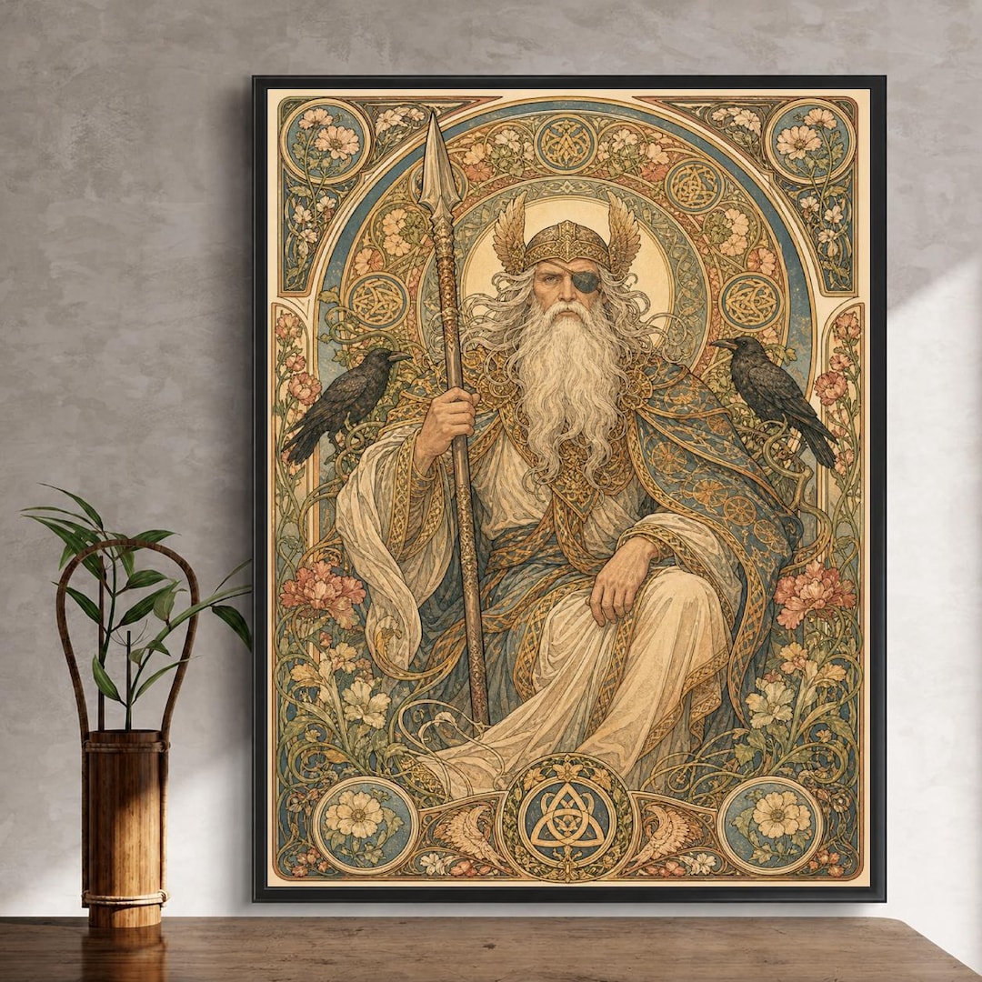 Norse Mythology Odin With Ravens Art Nouveau Style, 300/500/1000 Piece ...