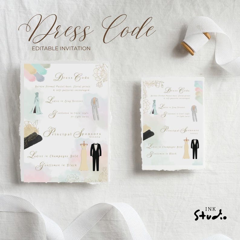 Invite With Dress Code Wedding Invitation Dress Code Design 1 - Etsy