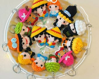 Anime Inspired Crochet Keychain, Handmade Kawaii Ninja Doll, Cute Amigurumi Plush Charm, Gift For Anime Fans, Gift For Friend
