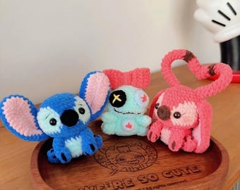 Ręcznie robiona na szydełku pluszowa lalka amigurumi, haft szydełkowy, ręcznie robiona lalka amigurumi, pluszowy brelok kawaii, prezent dla niej, prezent dla pary