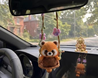 Llavero de mapache hecho a mano a crochet, adorno para bolso amigurumi, decoración kawaii para coche, accesorio para amantes de los animales