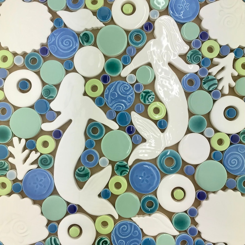 Mermaids Mosaic Handmade Ceramic Tile Mosaic Ready to Etsy