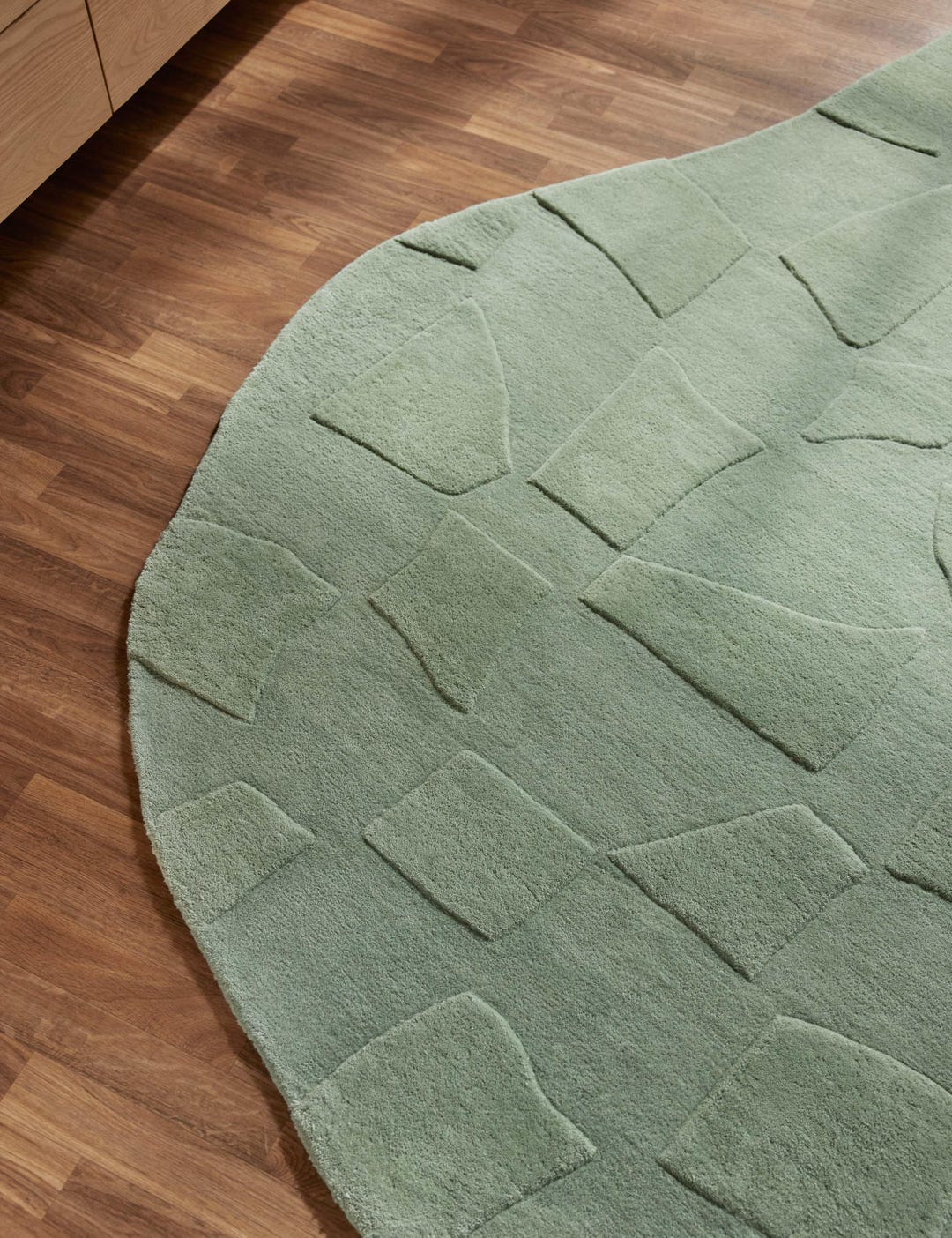 Organic Shape Sage Green Hand Tufted Wool Rug – Modern Abstract ...