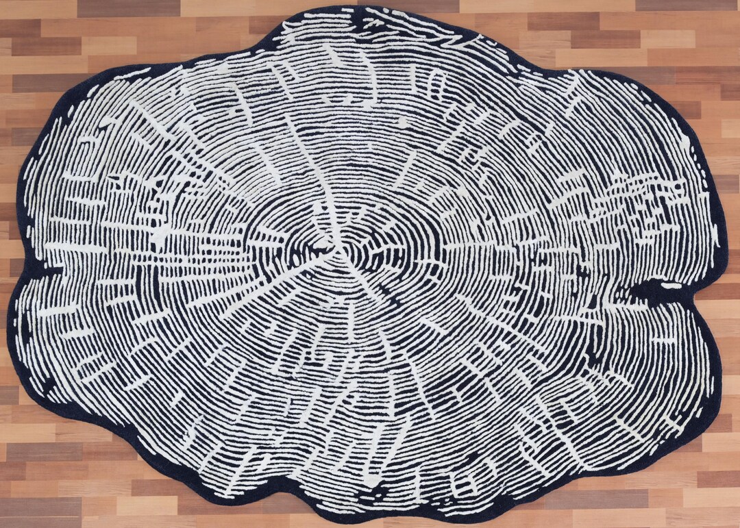 Hand Tufted Tree Ring Rug – Organic Wood Slice, Modern Decor - Etsy