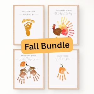 Fall Handprint & Footprint Art Bundle | Thanksgiving Baby Keepsake Crafts | Printable Fall Crafts for Kids | Easy Fall Craft Ideas for Baby