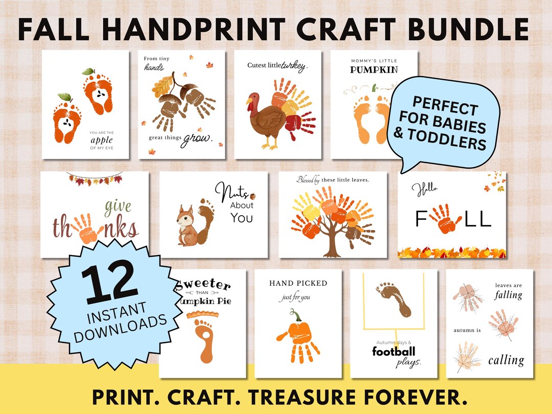 Fall Handprint Craft Bundle: Baby & Toddler Keepsake Art (PDF) - Etsy