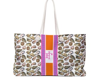 Monogrammed Oyster Mahjong Tote Bag, Personalized Mahjong Gift, Maj Carry-All Travel Duffel