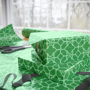 Green Watercolor Bamboo Pattern Wrapping Paper, 3 Sizes, Satin or Matte Finish image 1