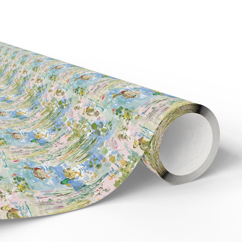 Watercolor Duck Pond Wrapping Paper, 3 Sizes, Satin or Matte Finish, Game Hunting image 3