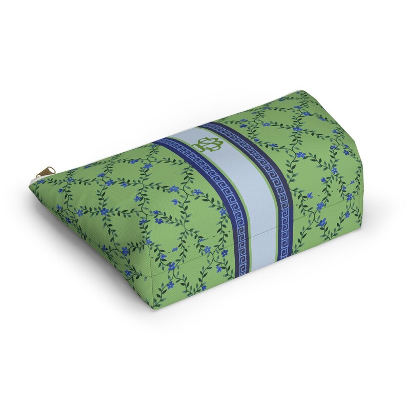 Monogrammed Mahjong Tile Bag: Blue Floral Vines Chinoiserie Travel Pouch, Small and Large image 6