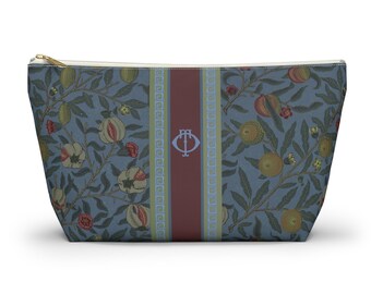 Monogrammed Mahjong Tile Bag: Fall Foliage,  Autumn Chinoiserie Travel Pouch, Small and Large