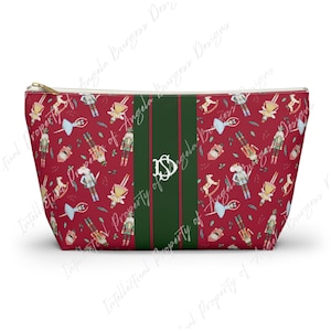Nutcracker Christmas Monogrammed Mahjong Tile Bag: Travel Pouch, Small and Large
