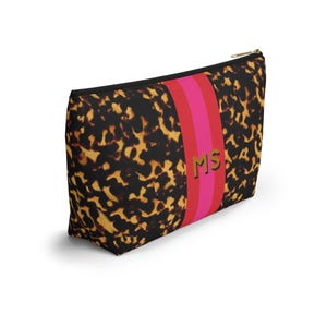 Personalized MAHJONG Tile Bag Tortoise Shell Pink Stripe, Large Fits a Full Set of Tiles image 4