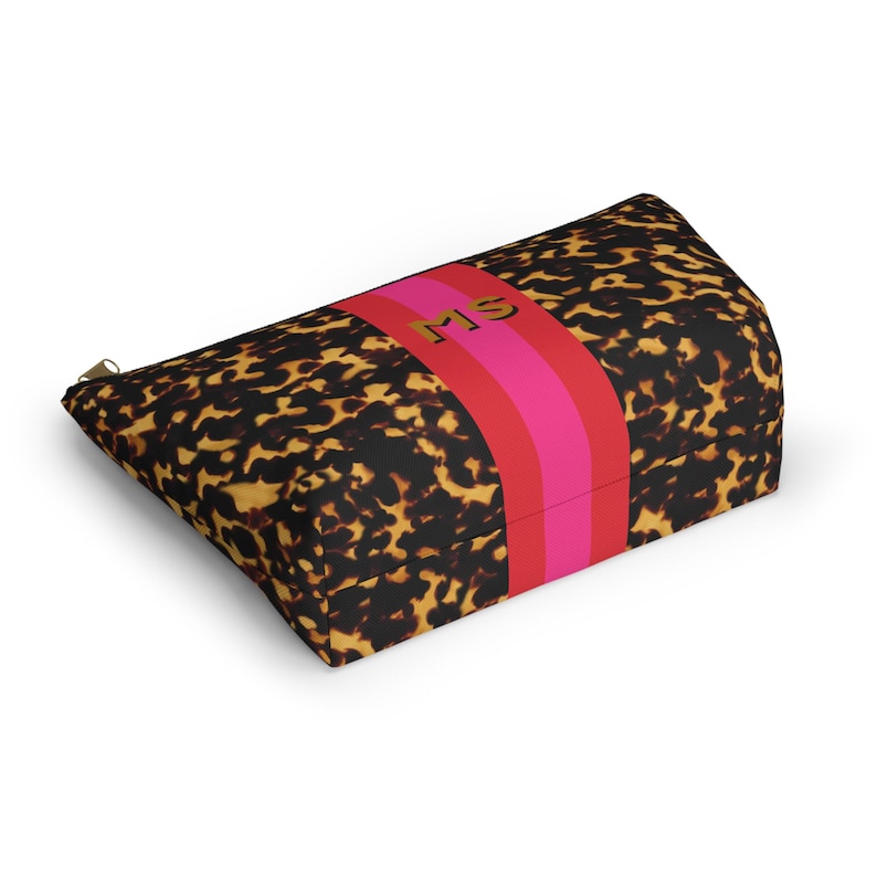 Personalized MAHJONG Tile Bag Tortoise Shell Pink Stripe, Large Fits a Full Set of Tiles image 5