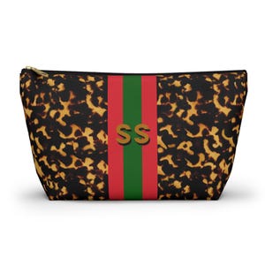 Bolsa personalizada para fichas de MAHJONG con diseño de carey y rayas rojas y verdes, tamaño grande. Capacidad para un juego completo de fichas.
