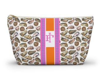 Monogrammed Mahjong Tile Bag: Oysters Chinoiserie Travel Pouch, Small and Large