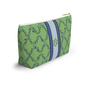 Monogrammed Mahjong Tile Bag: Blue Floral Vines Chinoiserie Travel Pouch, Small and Large image 5