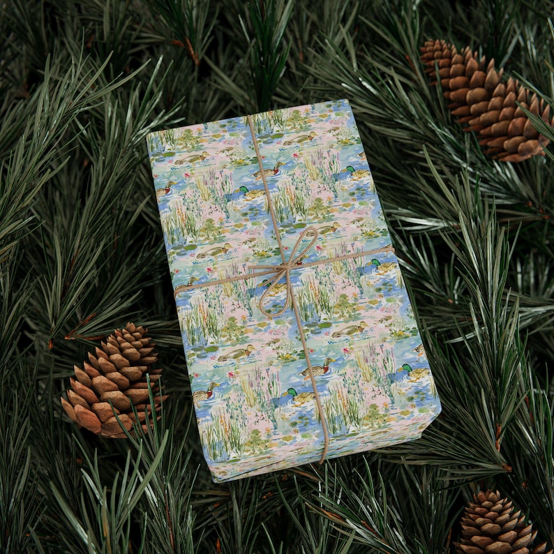 Watercolor Duck Pond Wrapping Paper, 3 Sizes, Satin or Matte Finish, Game Hunting image 6