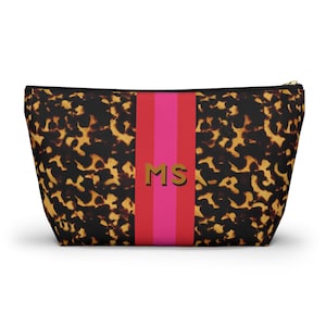 Personalized MAHJONG Tile Bag Tortoise Shell Pink Stripe, Large Fits a Full Set of Tiles image 2