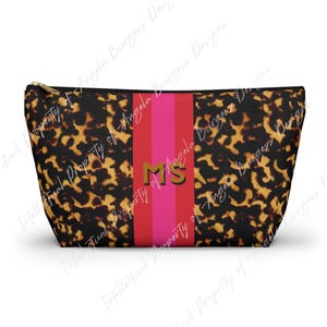 Personalized MAHJONG Tile Bag Tortoise Shell Pink Stripe, Large Fits a Full Set of Tiles